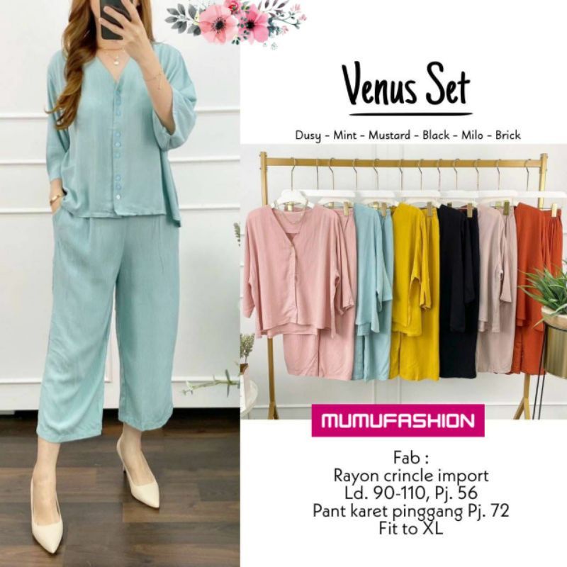 venus set cringkle premium setelan wanita polos busui