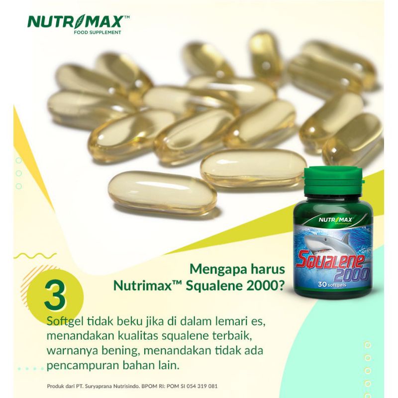 Nutrimax Squalene 2000 @1000 ( 30 softgels ) (Membantu Memelihara Kesehatan Tubuh)