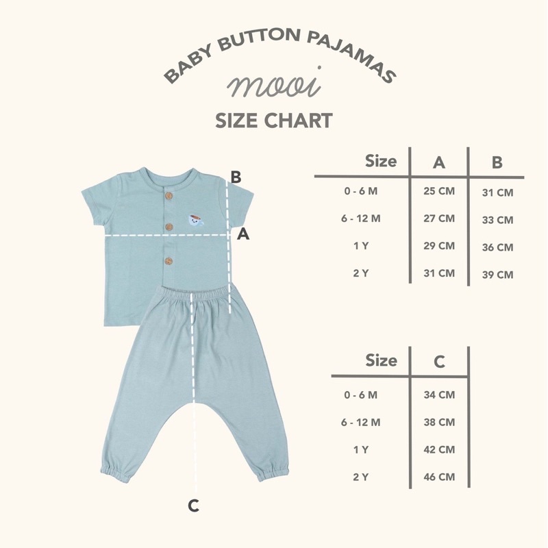 Mooi Short Sleeve Long Button Pajamas - Mooi piyama bayi