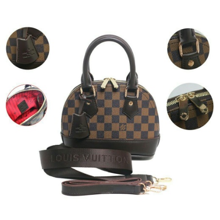 SALE TAS LV ALMA MINI SUPER  2 STARP + GEMBOK TAS LV PREMIUM LOGO LV ALMA MINI FULL EMBOSED