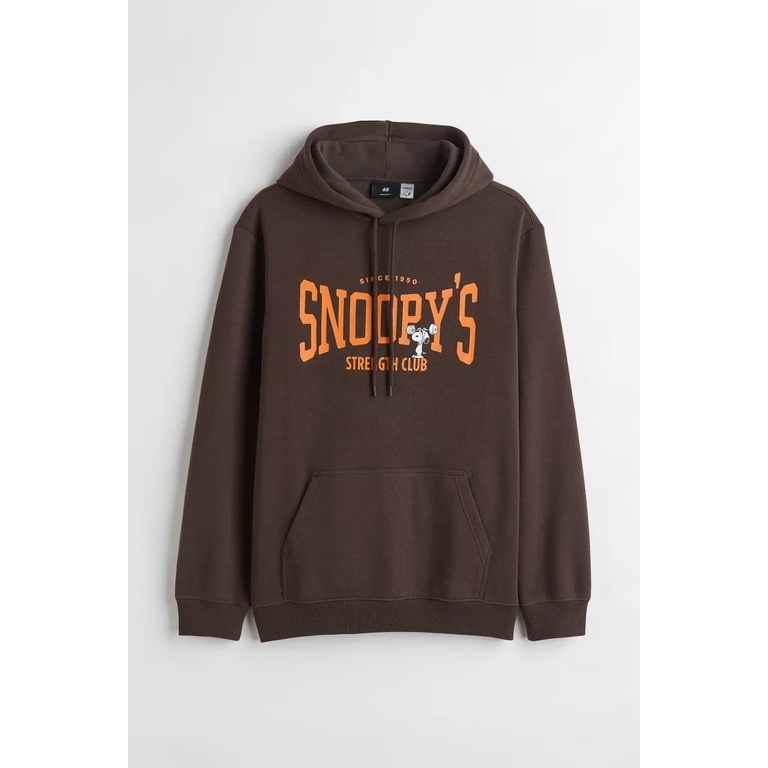 Hoodi Peanuts Sporting Club Grey Abu Flecee Katun Tebal Sweater hoodie snoopy coklat abu HnM