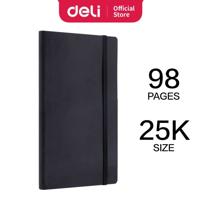 

[RESTOCK] Deli High Quality Notebook Bahan Kulit 96 Lembar Ukuran 25K 3347 - Hitam