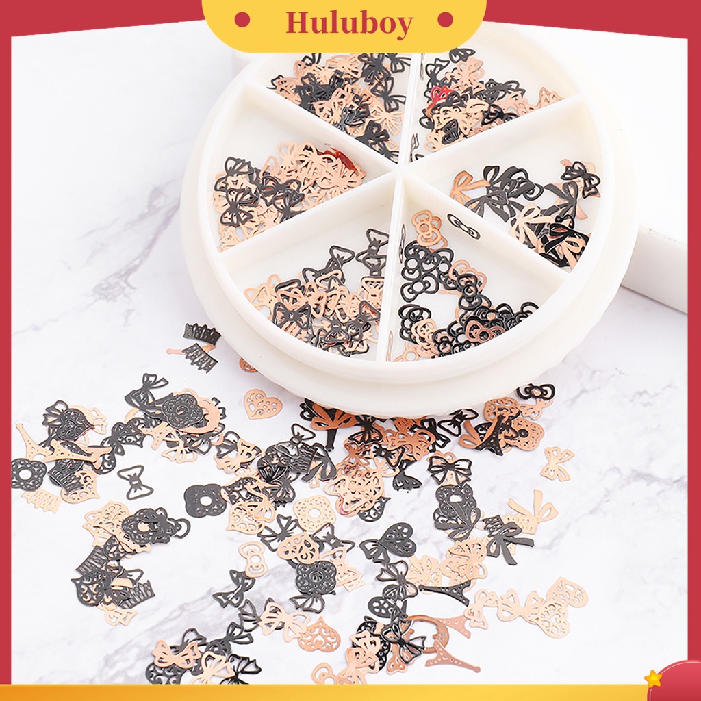 Huluboy Huluboy♡ Kuku Palsu 3D Bahan Metal Aksen Hollow Untuk Dekorasi Manicure