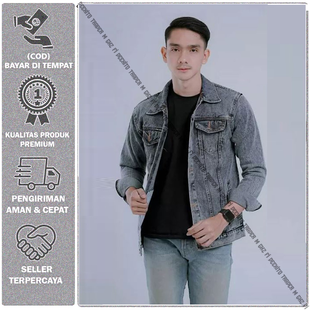 JAKET JEANS DENIM SANDWASH ABU LEVI GREY SANDWASH ACID