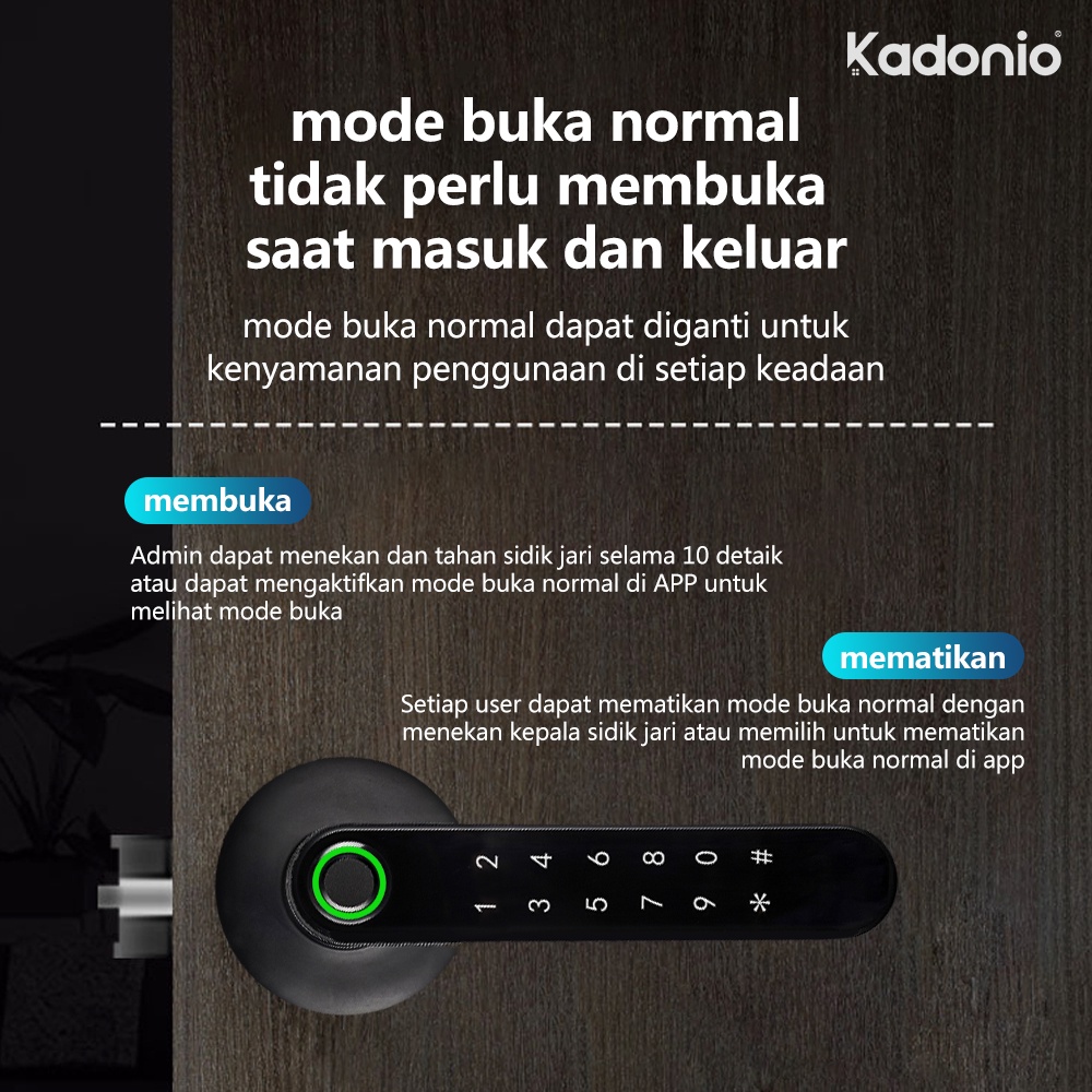 Kadonio kunci Pintu digital sidik jari password dan App kontrol Smart Handle Door Lock Home Fingerprint Electronic Door Lock kunci pintu digital hendel pintu rumah