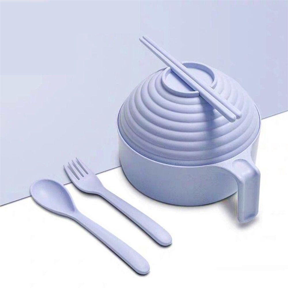 Solighter Mangkuk Sup Dengan Penutup Stainless Steel Bowl Spoon Fork Mangkok Cangkir Mie Instan