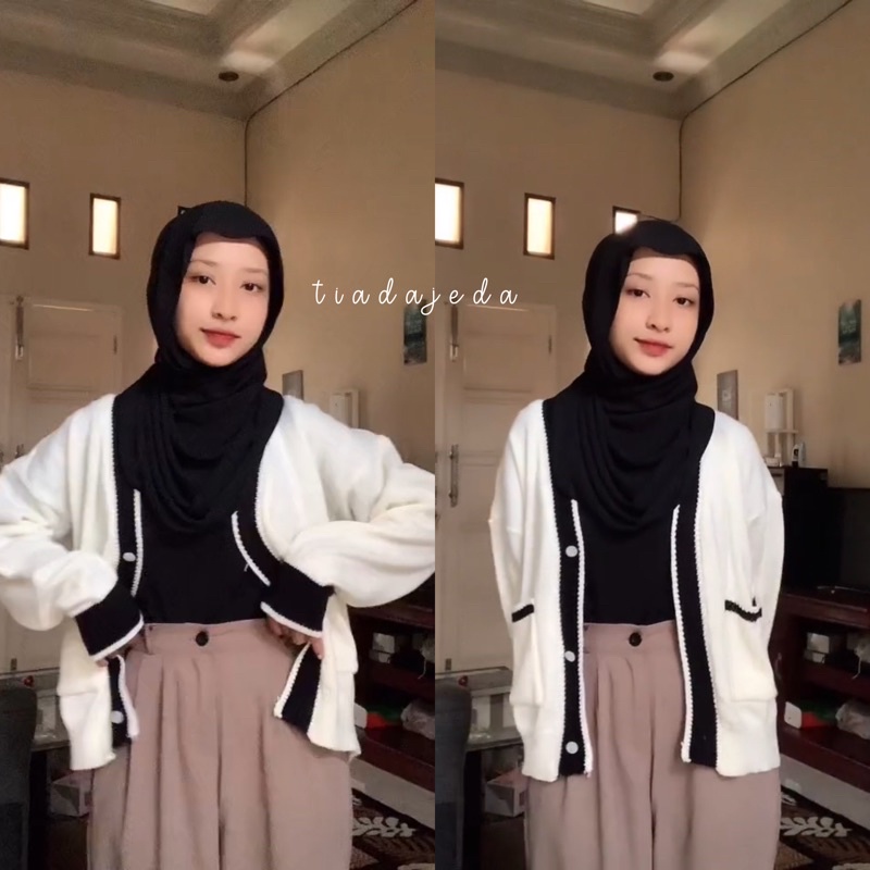 Loona Cardigan | Cardy Rajut Twist Zara Outer Outwear Knit Warna Kombinasi 7 Gate Kardigan Murah Two