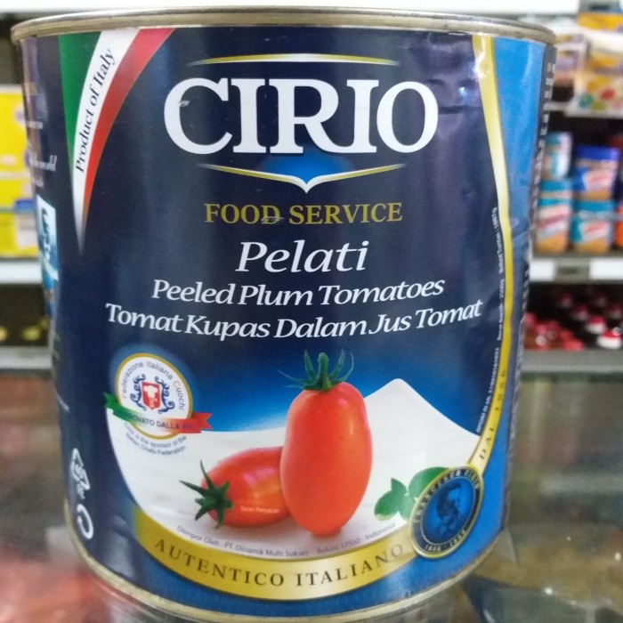 

cirio tomato peeled 2.5kg pelati tomat kupas dalam jus tomat