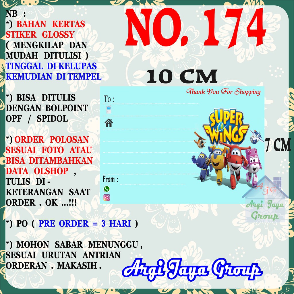

Stiker Pengiriman - Sticker Alamat Olshop Murah Nomer 174 - 10x7 cm - Glossy