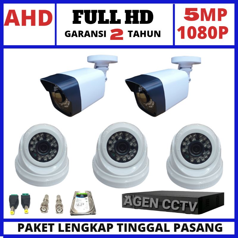 paket cctv  8 channel 5 kamera 5mp ir sony full ahd komplit siap pasang