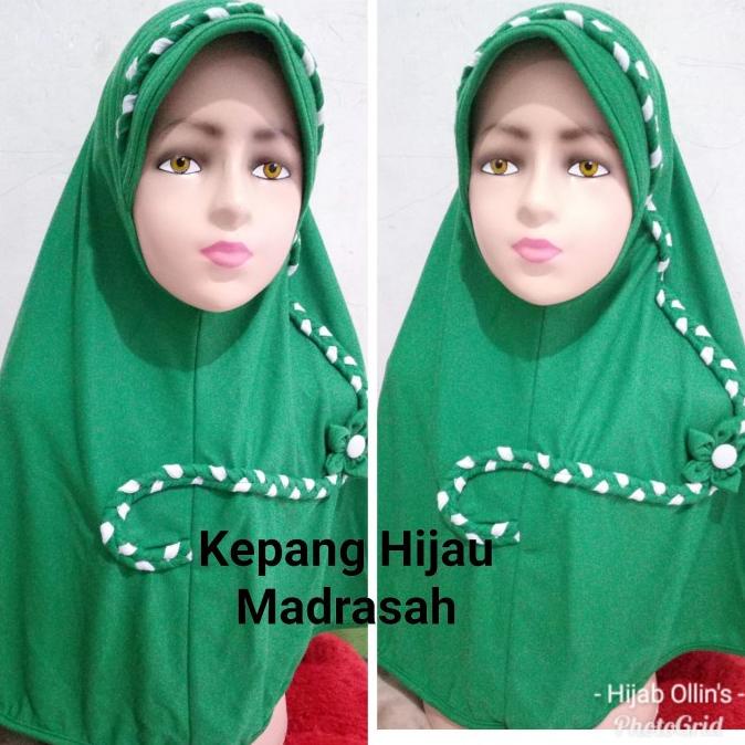 JILBAB ANAK KAOS SUPER SEKOLAH KEPANG HIJAU MADRASAH
