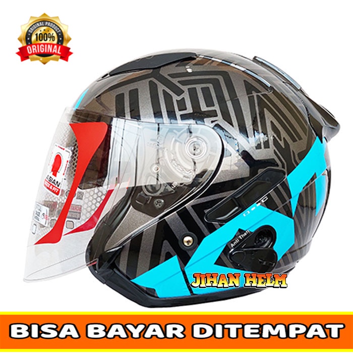 HELM / HELM KYT GALAXY / HELM KYT GALAXY FLAT R MOTIF NEON GUNMETAL BLUE TERBARU