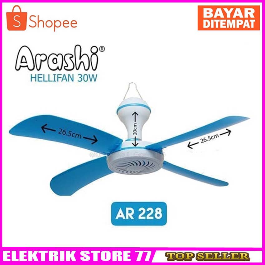 Kipas Angin Gantung / Kipas Angin HELIFAN ARASHI 15 Watt Tipe : AR 228