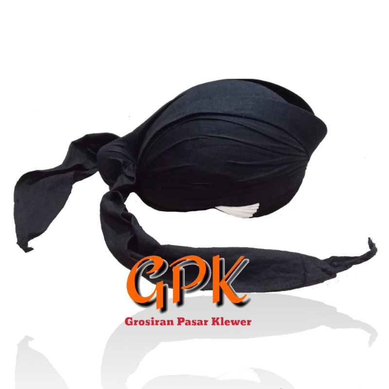 Blangkon Jogja Sliwir Polos Hitam Sumping Putih ( Packing Dus )