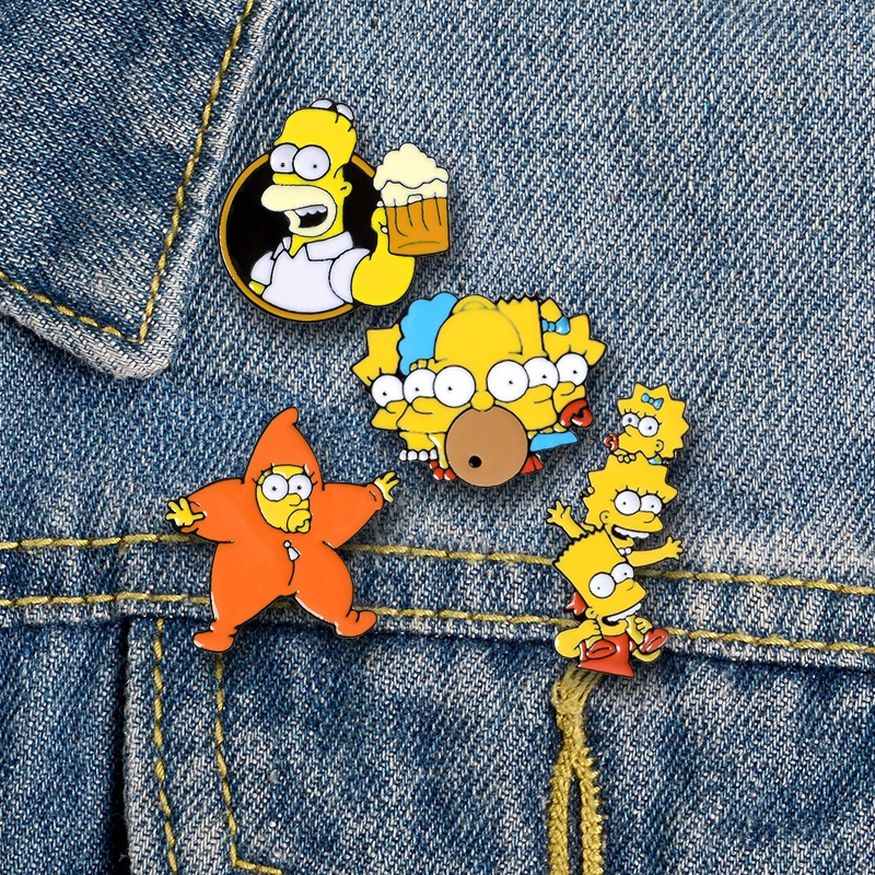 Anime Elements The Simpsons Lapel Pin Ransel Lencana Hadiah untuk Teman Aksesoris Pakaian