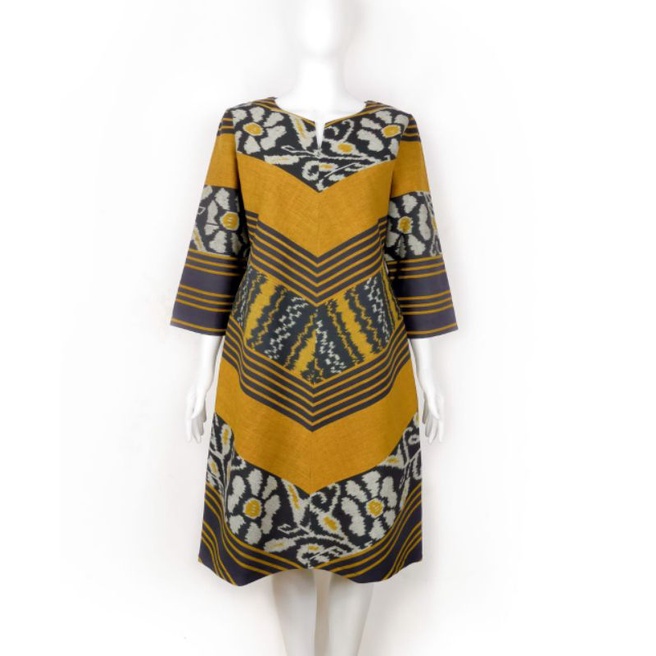 Dress tenun jepara mix lurik baju tenun jepara etnik DTB92