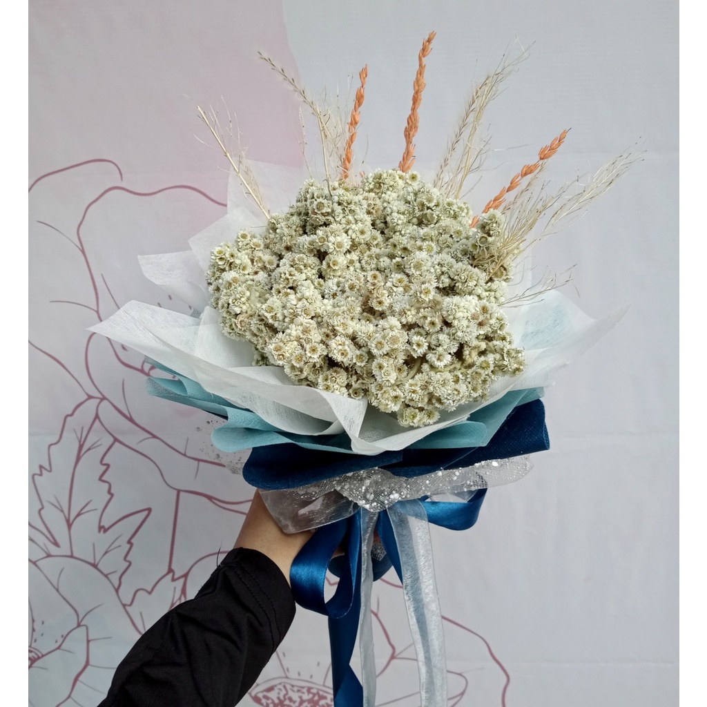 Buket Nikah Bunga Edelweis Kering | Hand Wedding Bouquet | Buket Lamaran | Dried Flower | Buket Bung