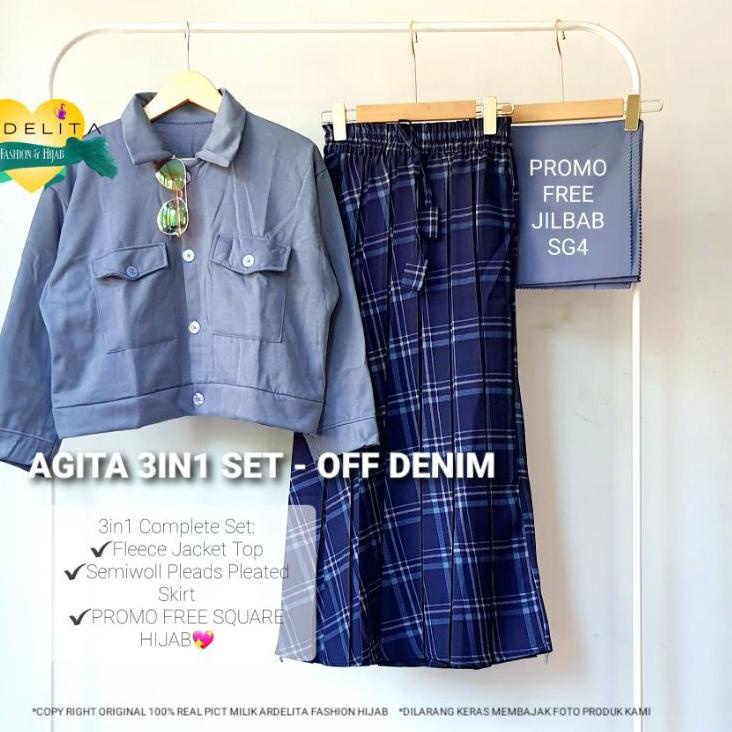 Silahkan Beli--PROMO FREE JILBAB ORI 100% REAL PICT AGITA 3IN1 SET BAJU SETELAN WANITA HIJAB LEBARAN