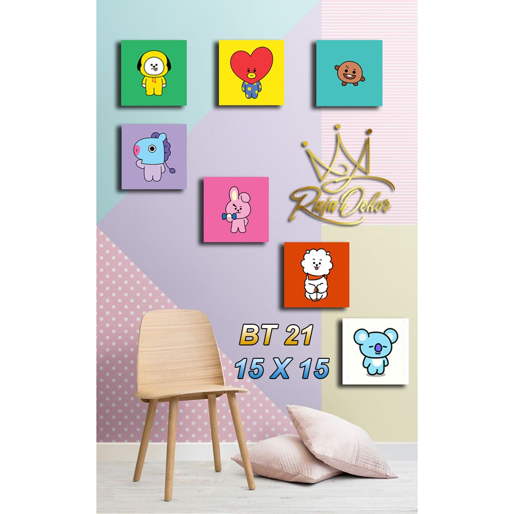 pusatmode Hiasan Dinding Ukuran 15x15 cm Edisi Korea BT21