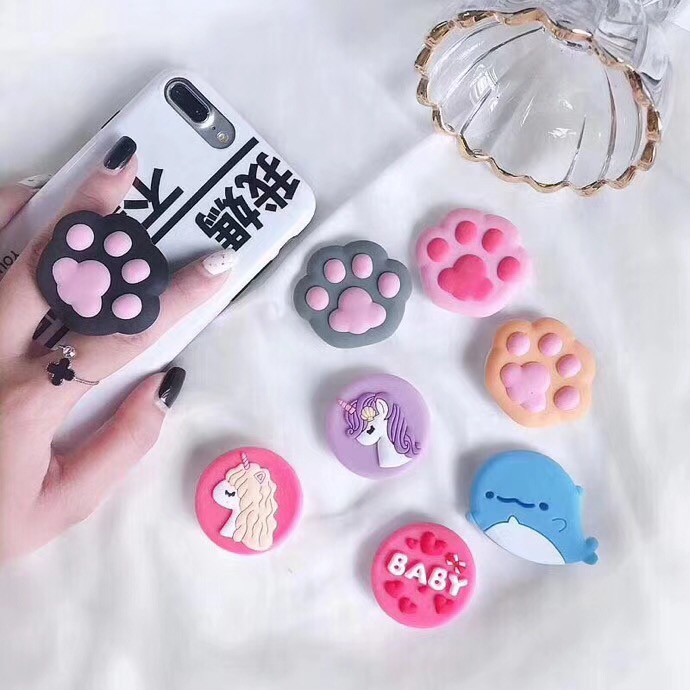 [Bayar Di Tempat]Casing Bentuk Kucing Unicorn Lucu untuk Samsung Xiaomi Smartphone 3D popsocket