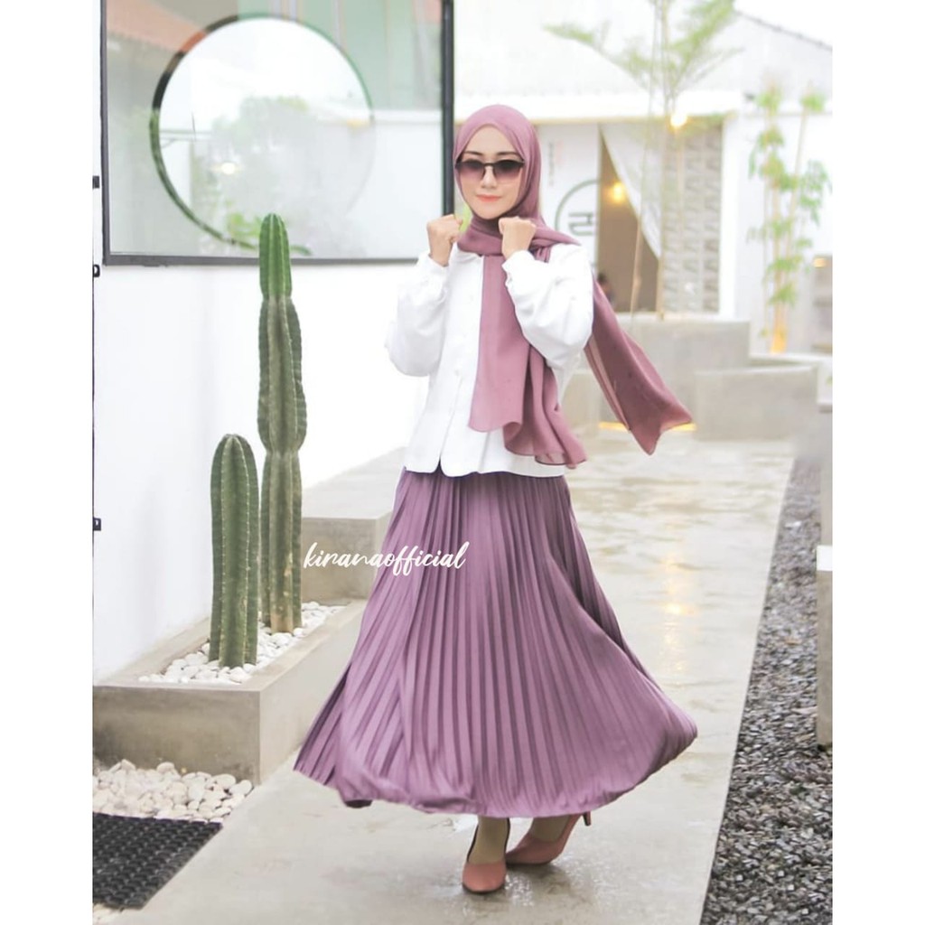 KIRANAOFFICIAL-( COD )Rok Plisket Mayung Pleated Maxi SKirt