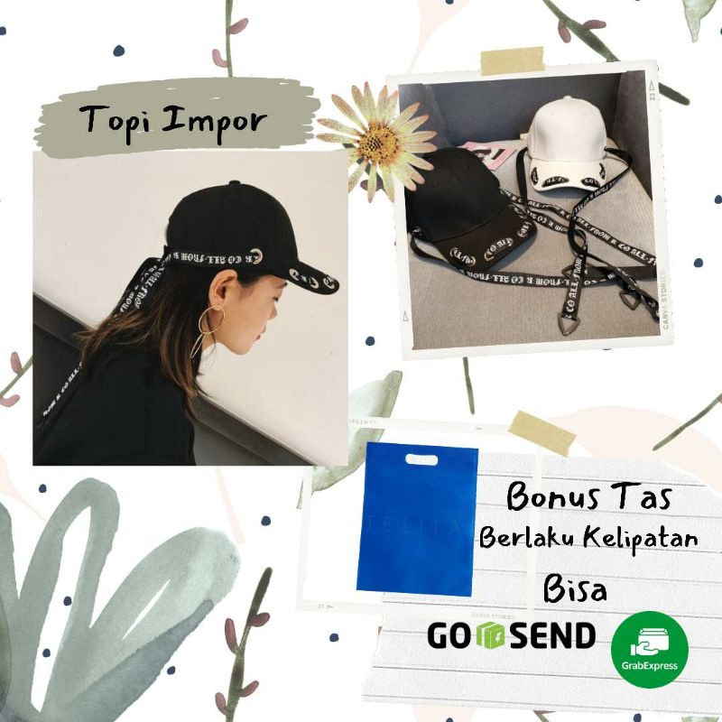 Topi Korea Wanita Fashion Visor Tali Panjang