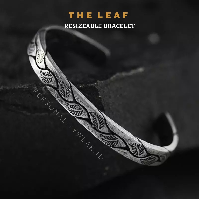 Gelang Bangle Pria Wanita Cowok Cewek Keren Kekinian Anti Karat THE LEAF