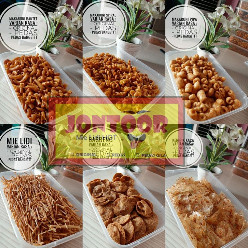 

PROMO!!! paket reseller 6pcs semua varian rasa boleh mix/ makaroni/ lidi/ kripik kaca/ basreng