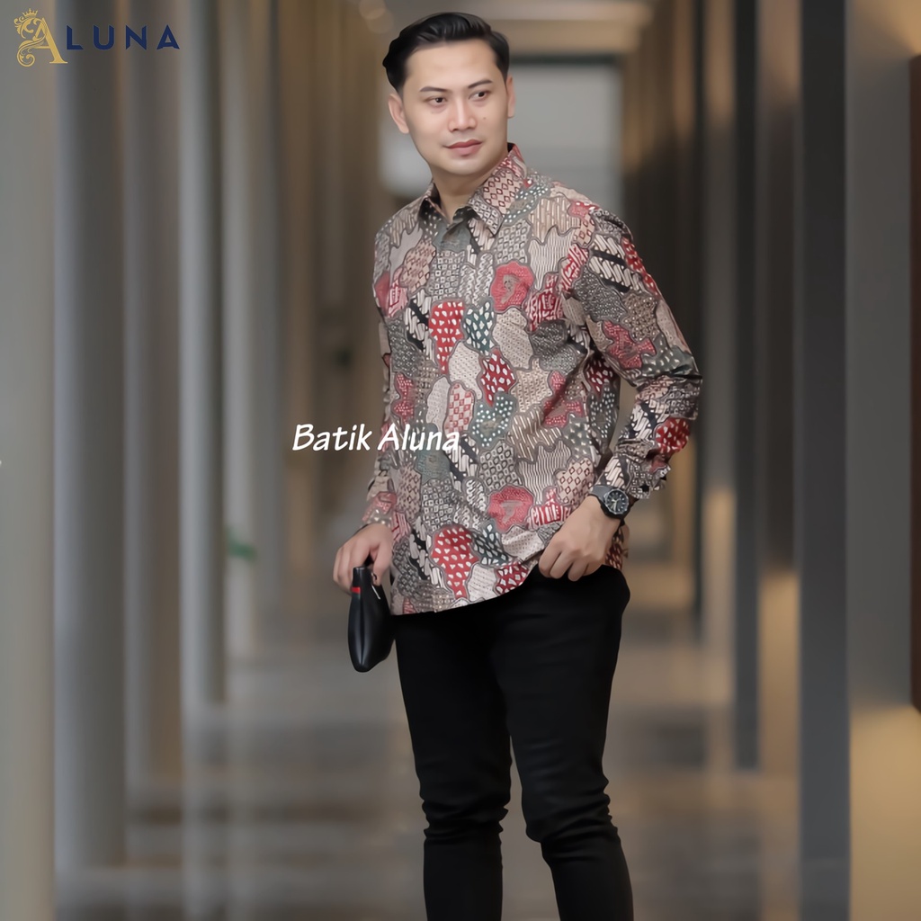 KEMEJA BATIK PRIA PREMIUM LENGAN PANJANG REGULAR BATIK ALUNA PCW 031