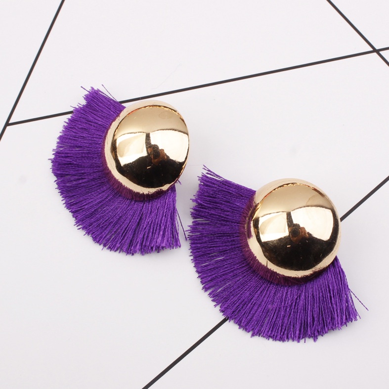 Roti kukus bentuk rumbai anting-anting Bohemian gaya etnik rumbai aksesoris elegant circle fan berbe