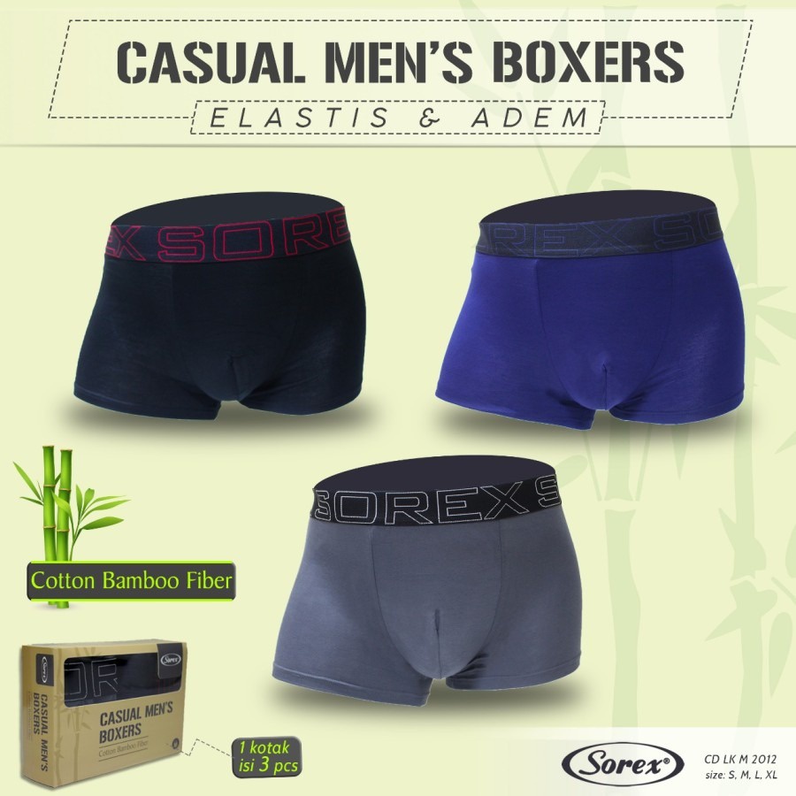 1 PCS BOXER PRIA SOREX BAHAN KATUN BAMBU FIBER ART 2012