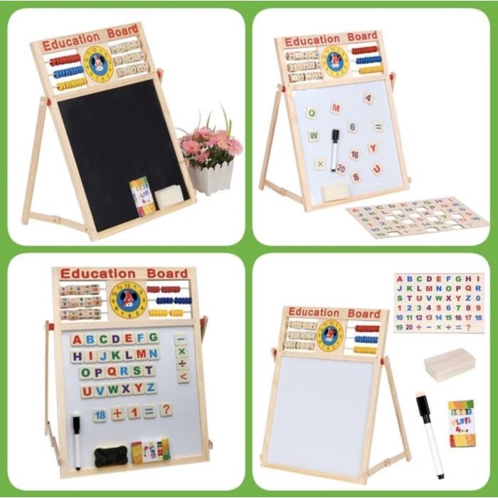 

Nov | Papan Tulis Magnet White Black Board 2 Sisi 3In1 Edukasi Anak Pintar