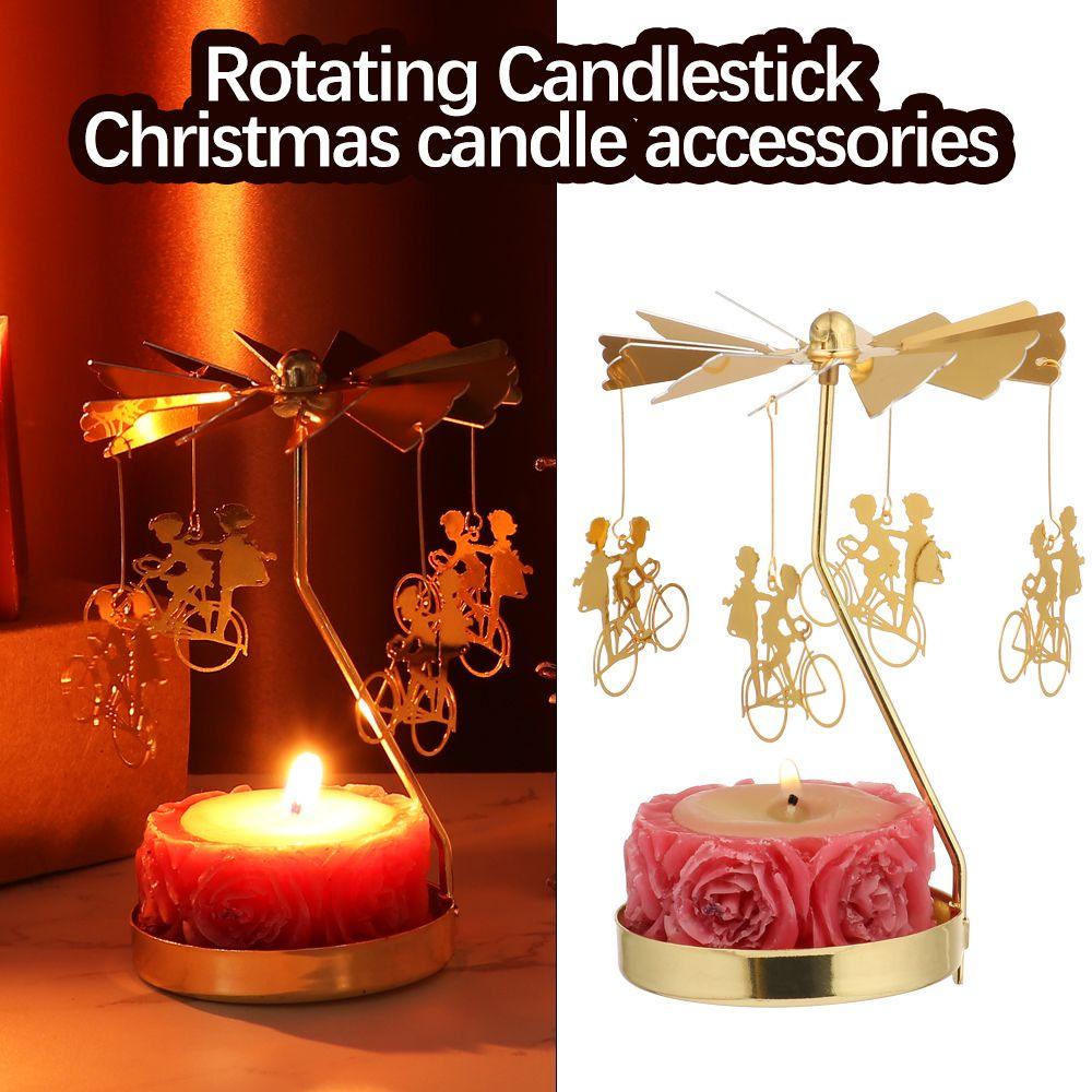 Populer Rotating Candle Stand Xmas Wedding Dekorasi Rumah Perlengkapan Natal Tempat Lilin