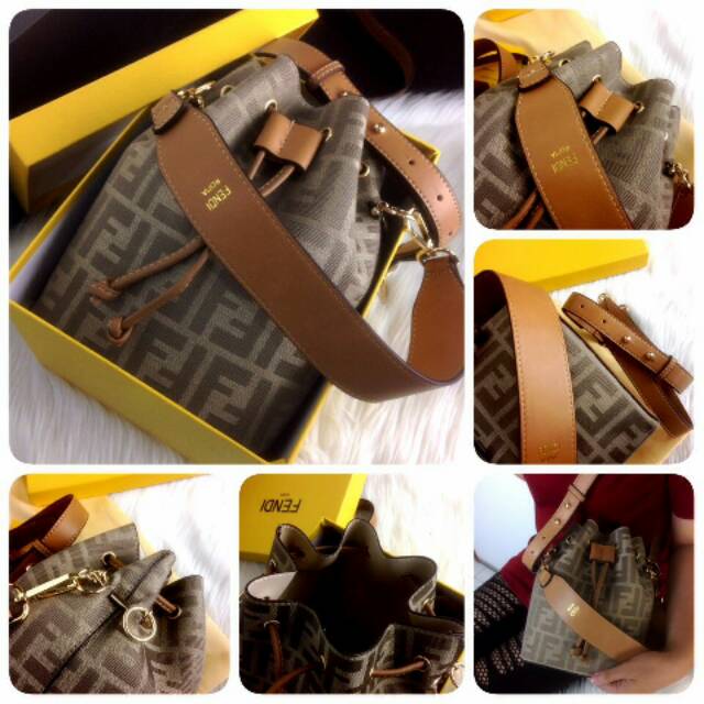 #FD-6005 New Arrival FENDI Montresor FF Jacquard  Bucket Bag SS18