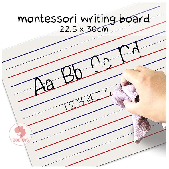 Zoetoys Montessori Writing Board 22.5 X 30cm | White Board Two Side Papan Tulis Dua Sisi | Wipe Clean Mainan Edukasi Anak