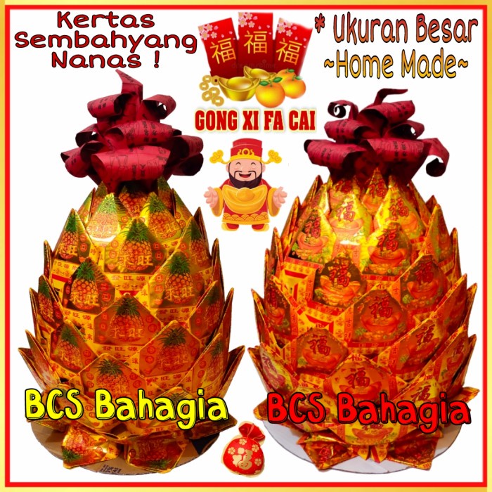 Kertas Sembahyang - Kertas Sembahyang Dewa Thikong Nanas Imlek Ukuran Besar Lipat Nenas