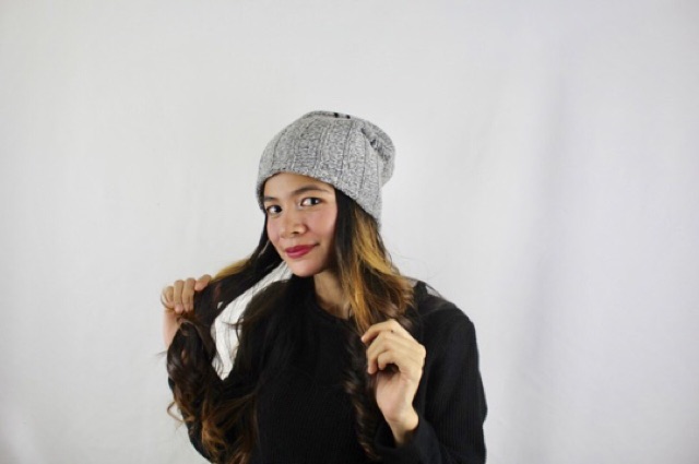 Topi Kupluk Rajut Wool Hat Beanie Blend