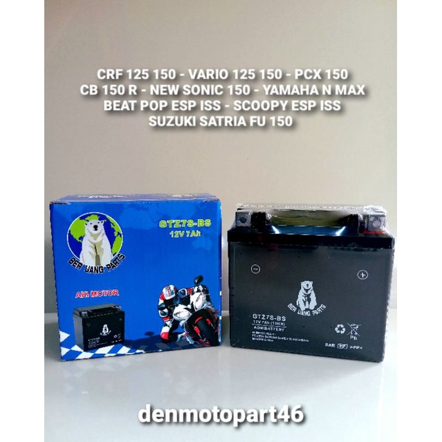 AKI ACCU KERING GTZ7S 12V 7AH AKI MOTOR SATRIA FU VARIO 125 150 CBR 150 BEAT POP ESP ISS SCOOPY FI I
