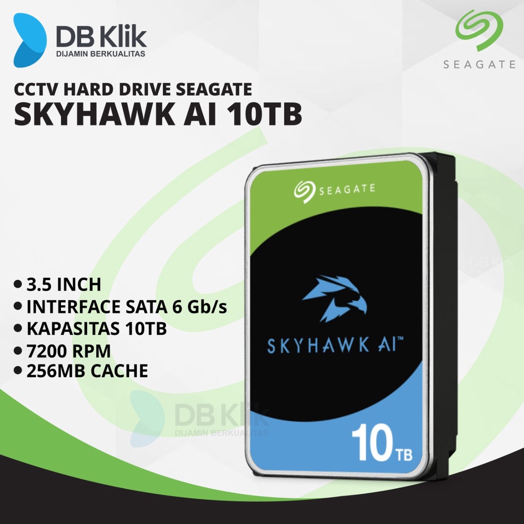 Harddisk Internal SEAGATE Skyhawk AI 10TB SATA 3.5&quot; - Skyhawk AI 10TB