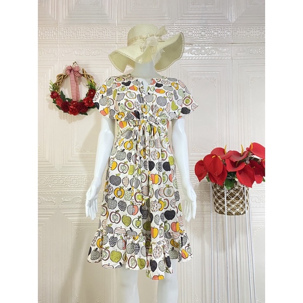 Daster ruffle serut / daster ruffle busui viral / daster serut rempel selutut-Apel