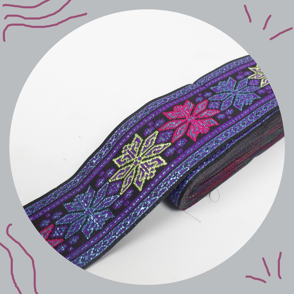 Aksesoris Pita Renda India Bordir Full Payet Motif