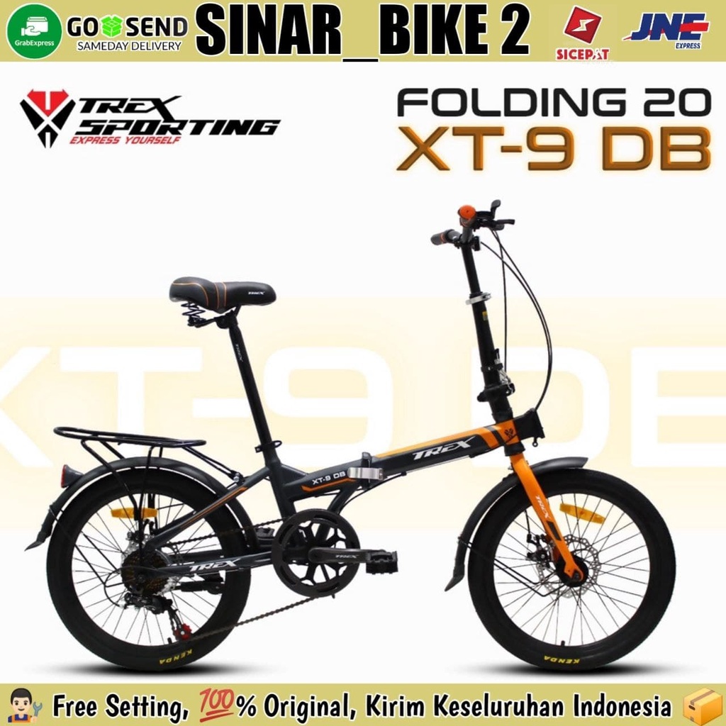 Sepeda Lipat 20 Inch TREX XT9 DB 7 Speed Cakram Mekanik Shimano