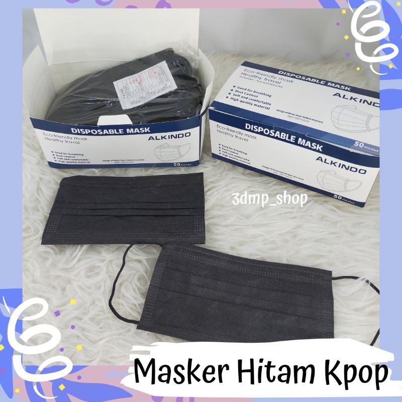 [Isi 50] Masker Hitam Earloop dan Hijab BT21 Anak