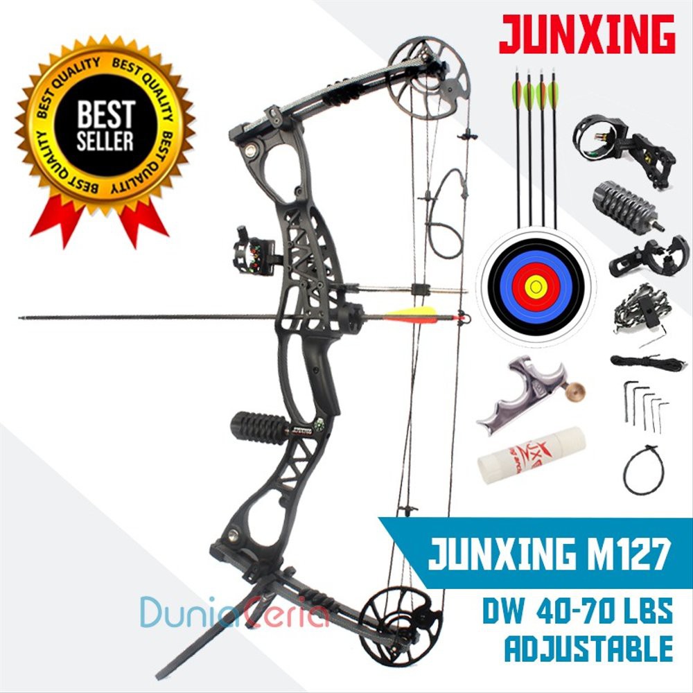 FULLSET Busur Panah Junxing M127 Compound Bow Siap Pakai