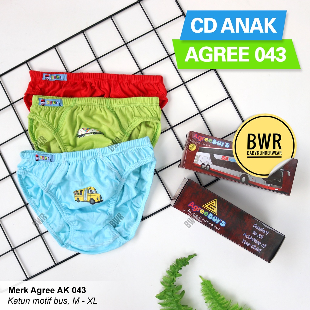 [ 3pc ] AGREE | CD AGREE KIDS AK 043 Motif | Celana Dalam Anak Lembut Karet Kerut