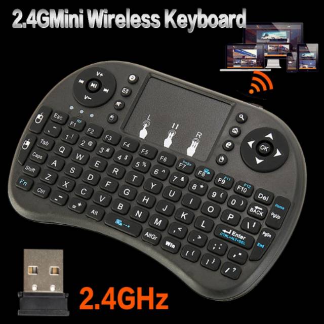 Keyboard Wireless Mini sekaligus Air Mouse Plus BATERAI support TV Box, Laptop, Smart TV, PC dll