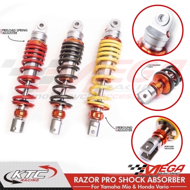 SHOCK - SHOCKBREAKER KTC RACING RAZOR PRO KLIK REBOUND NON TABUNG Universal Motor Mio, Beat, Vario 125 150, Fino, Scoopy, Lexi, Xeon, Vario 110, Spacy, Mio j, Soul GT, Genio, Xrider beat street fi karbu dll