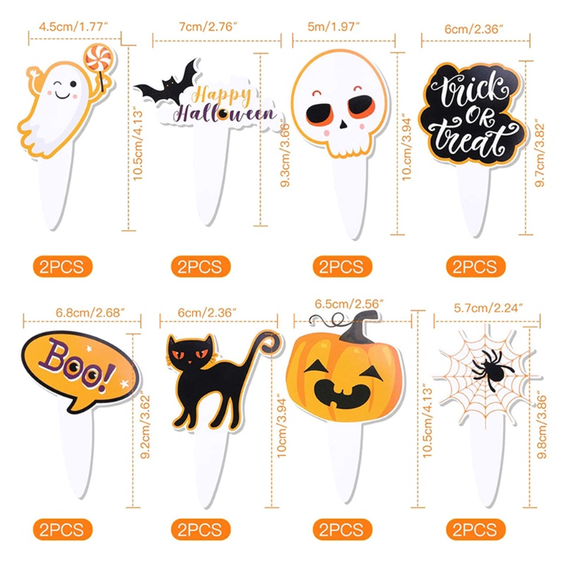 16 Pcs Toppers Kue Cupcake Desain Halloween Untuk Dekorasi Pesta