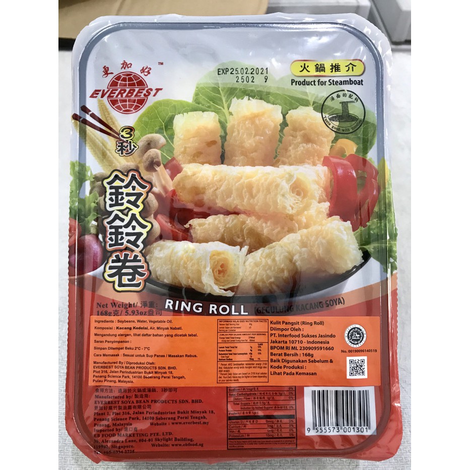 

RB Everbest Ring Roll Premium 168gr Halal Gegulung Kacang Soya Kembang Tahu