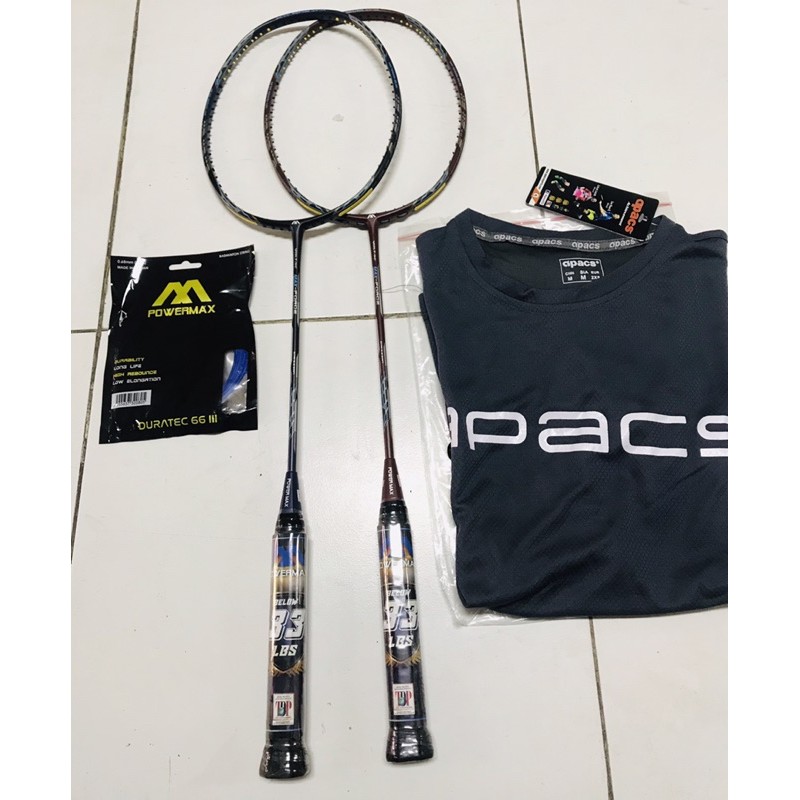 raket power max voltaic max force free pasang senar+ baju badminton 33lbs
